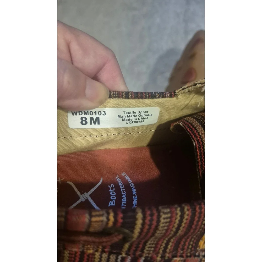 Twisted X WDM0103 Women 8M Serape Boat Shoes Western Boho Moccasin Stripe Flats